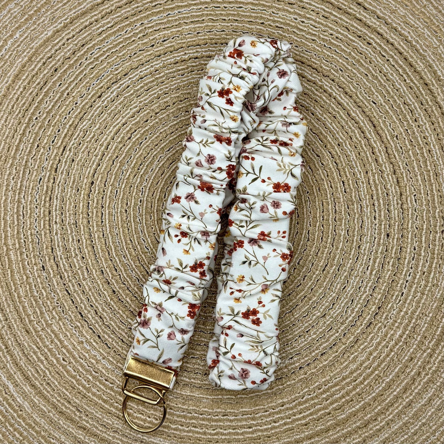 Keycord bloemen wit