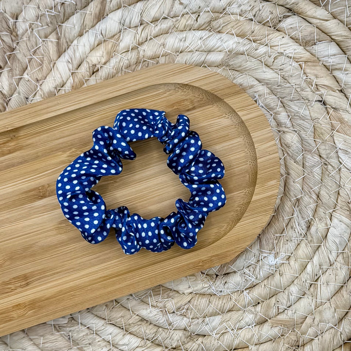 Scrunchie blauw stip S