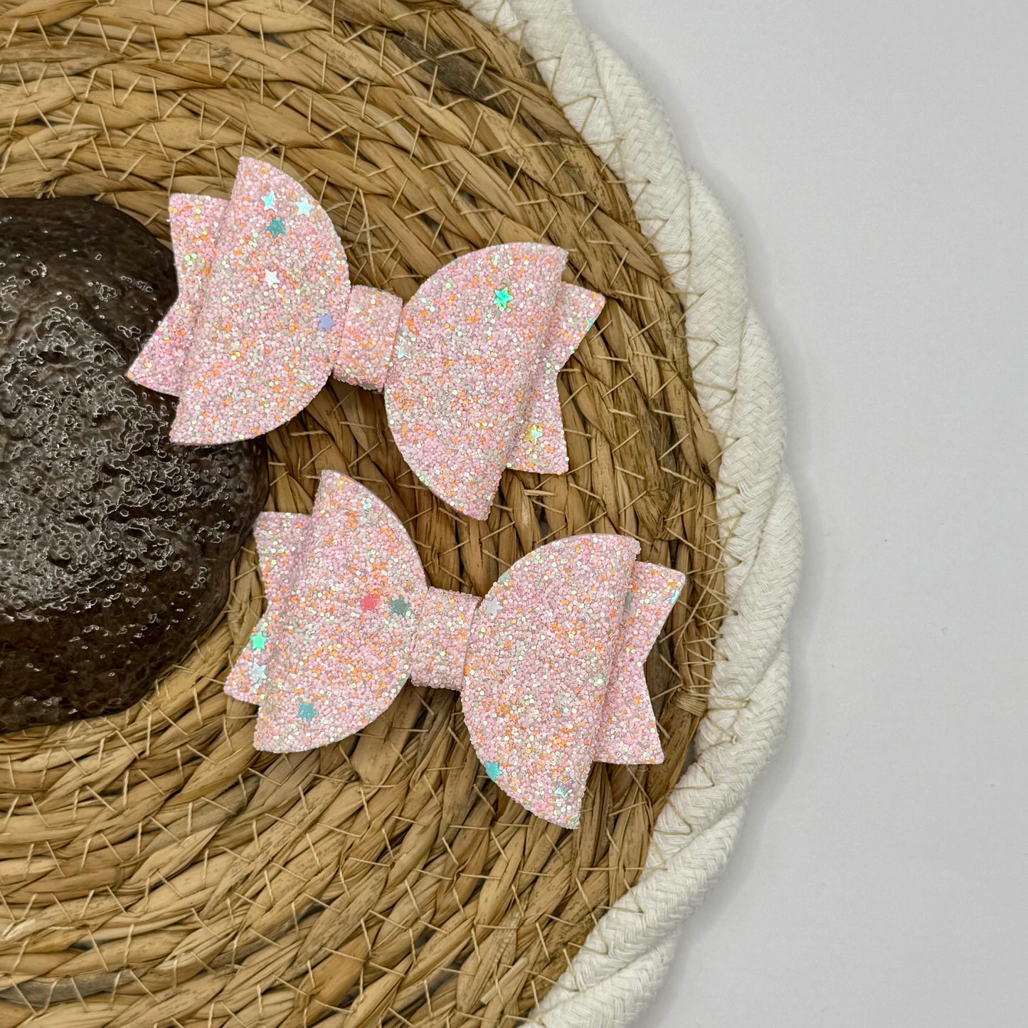 Glitter strik rond licht roze