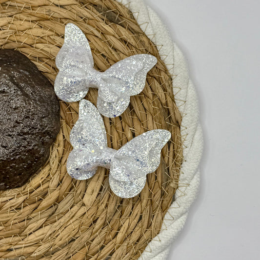 Glitter strik vlinder wit