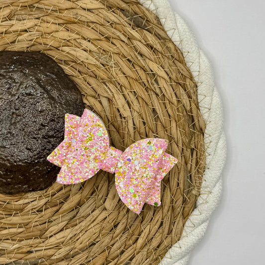 Glitter strik rond roze/goud