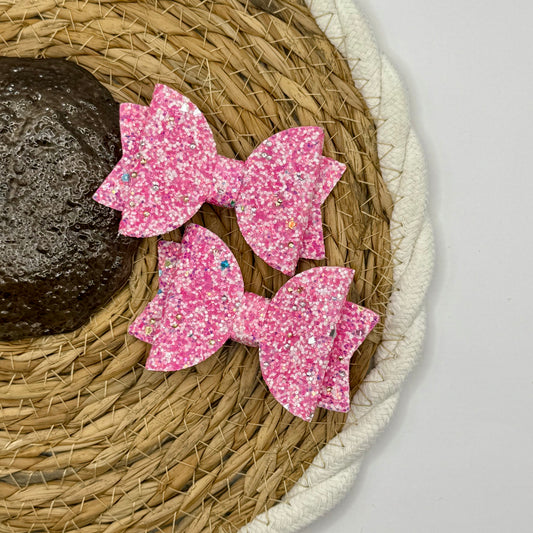 Glitter strik rond roze