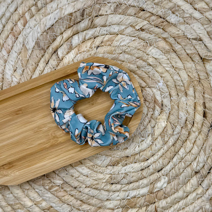 Zwemscrunchie bloemen blauw
