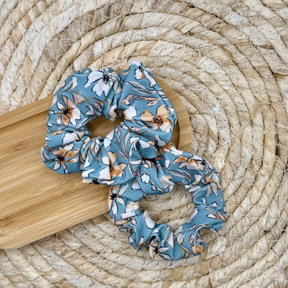 Zwemscrunchie bloemen blauw