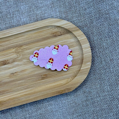 Sinterklaas speldjes 5cm roze glitter groot