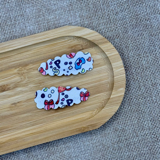 Sinterklaas speldjes 5cm wit patroon glitter ribbel