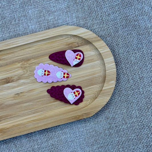 Sinterklaas speldjes 3cm set rood roze