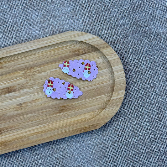 Sinterklaas speldjes 3cm roze goud ribbel