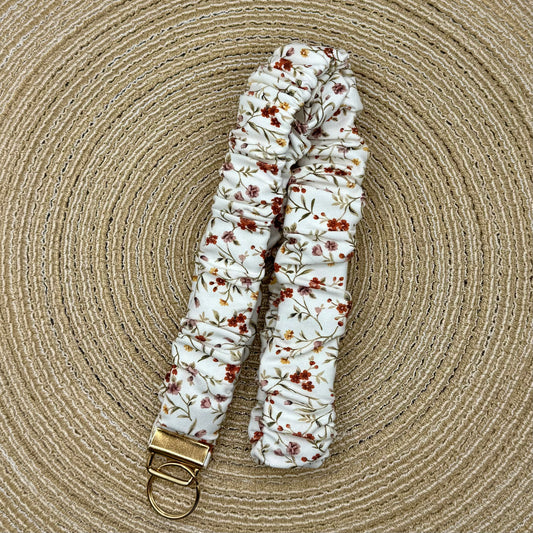 Keycord bloemen wit