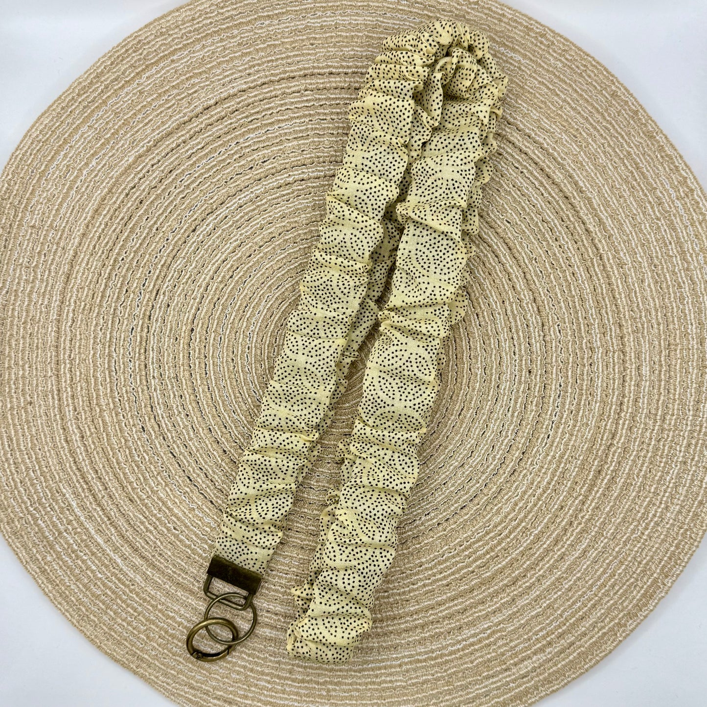 Telefoon scrunchie beige stip