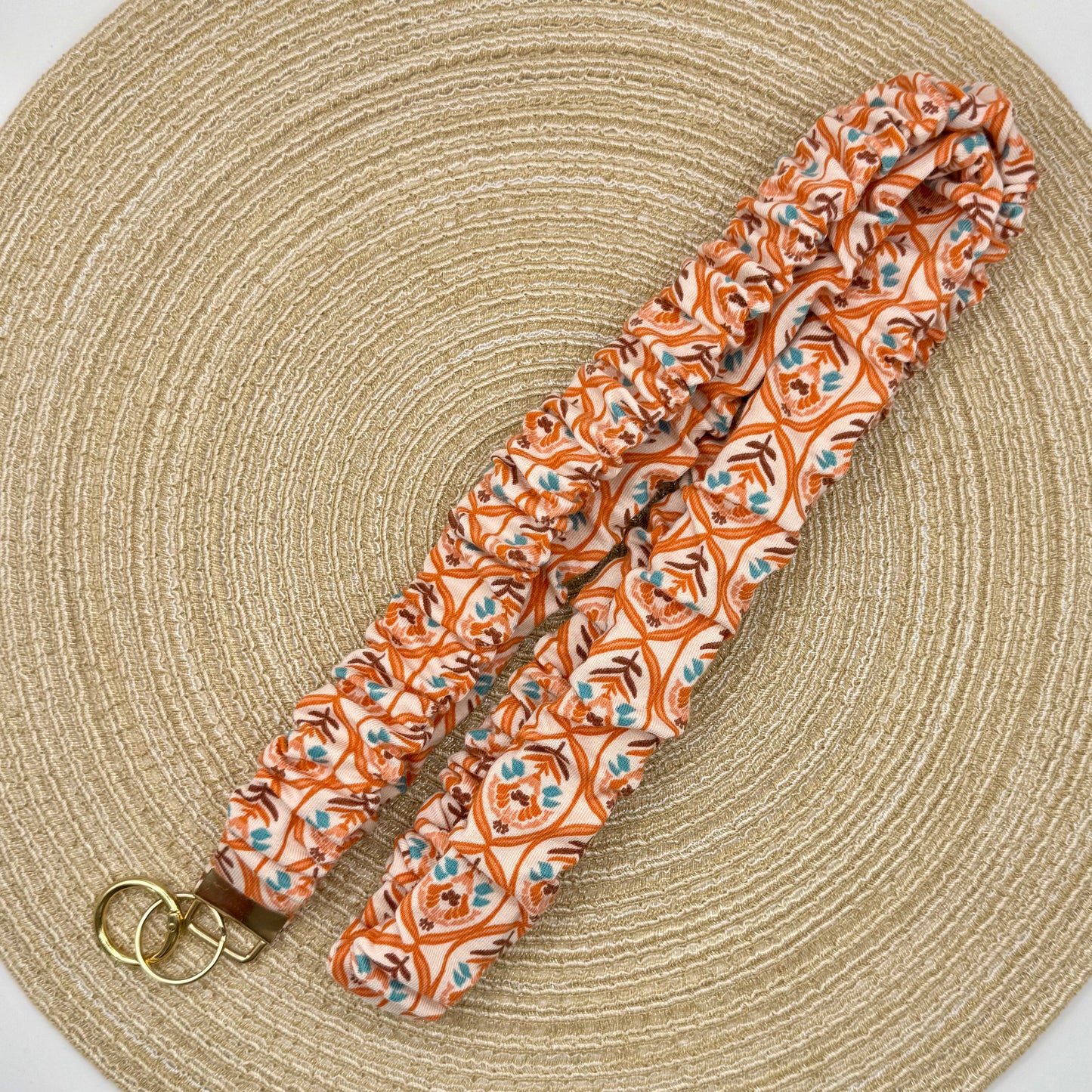 Telefoon scrunchie retro oranje