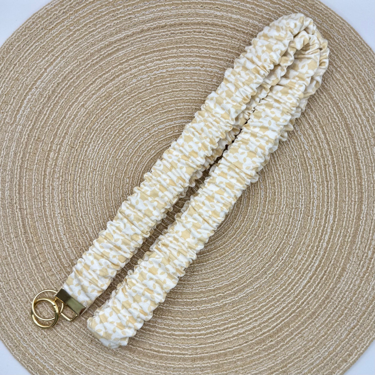 Telefoon scrunchie beige/wit