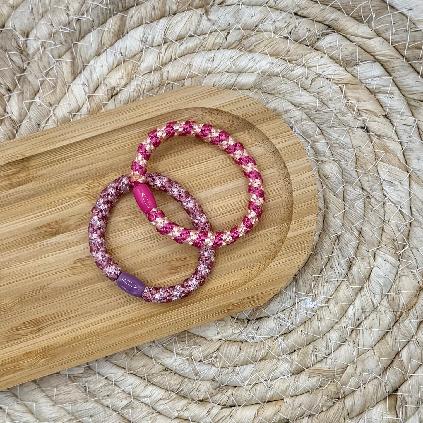 Elastiek set roze/paars