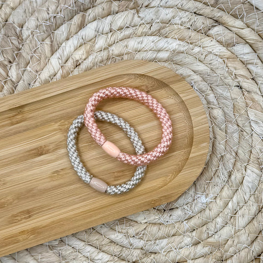 Elastiek set beige/roze